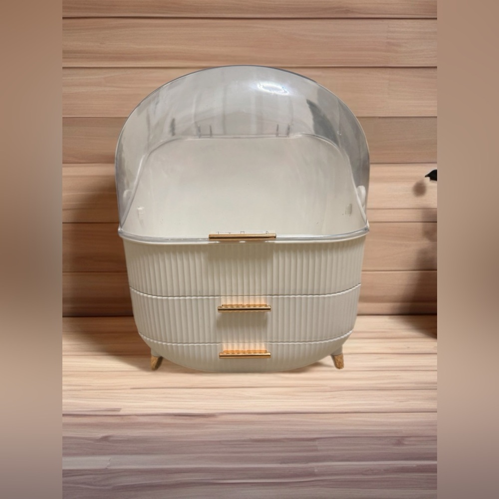 Elegant Cream Storage Box with Gold Accents